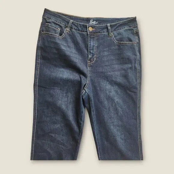 Billie Women's Jeans Dark Wash Raw Hem Straight Leg High-rise Size 14 - Picture 3 of 8